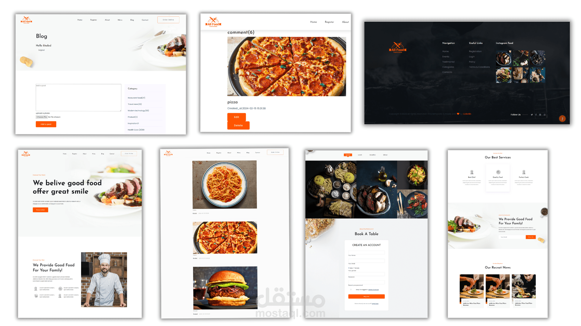 موقع مطعم الكتروني