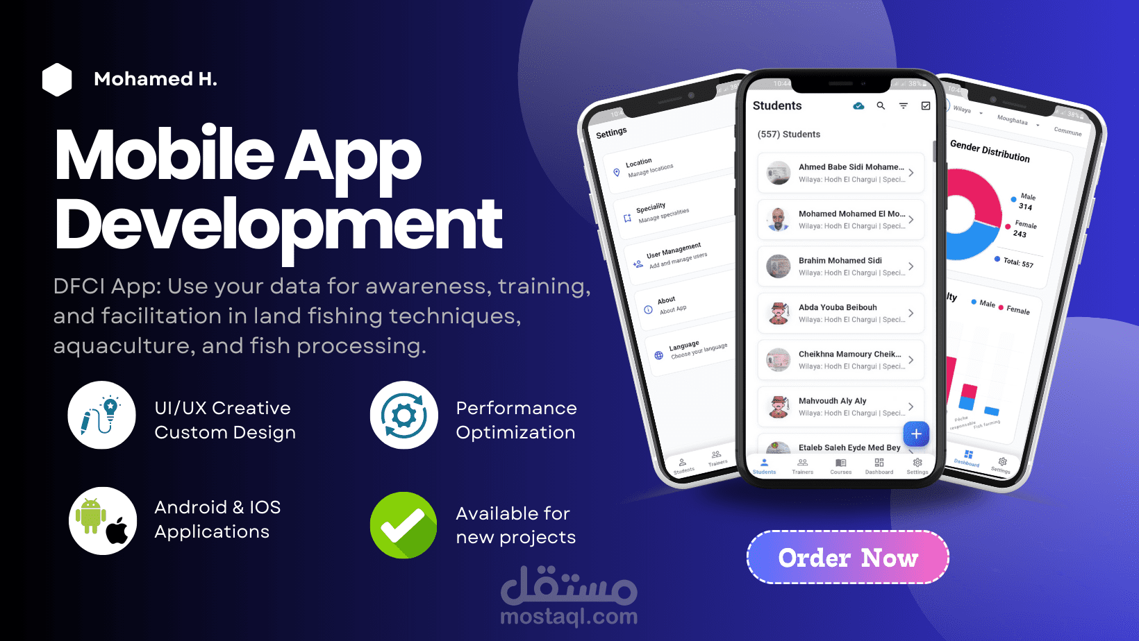 تطبيق DFCI : تطبيق لجمع بيانات المستفيدين من التحسيس والتكوين واعادة التأهيل.