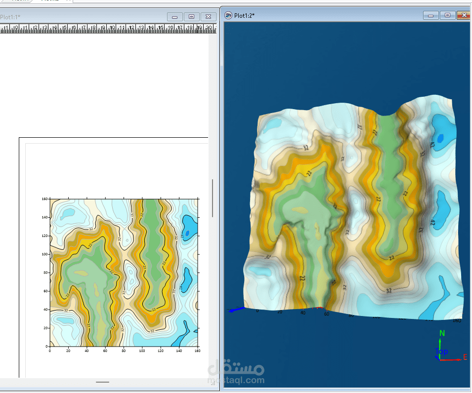 خريطة طبوغرافية واخري 3D