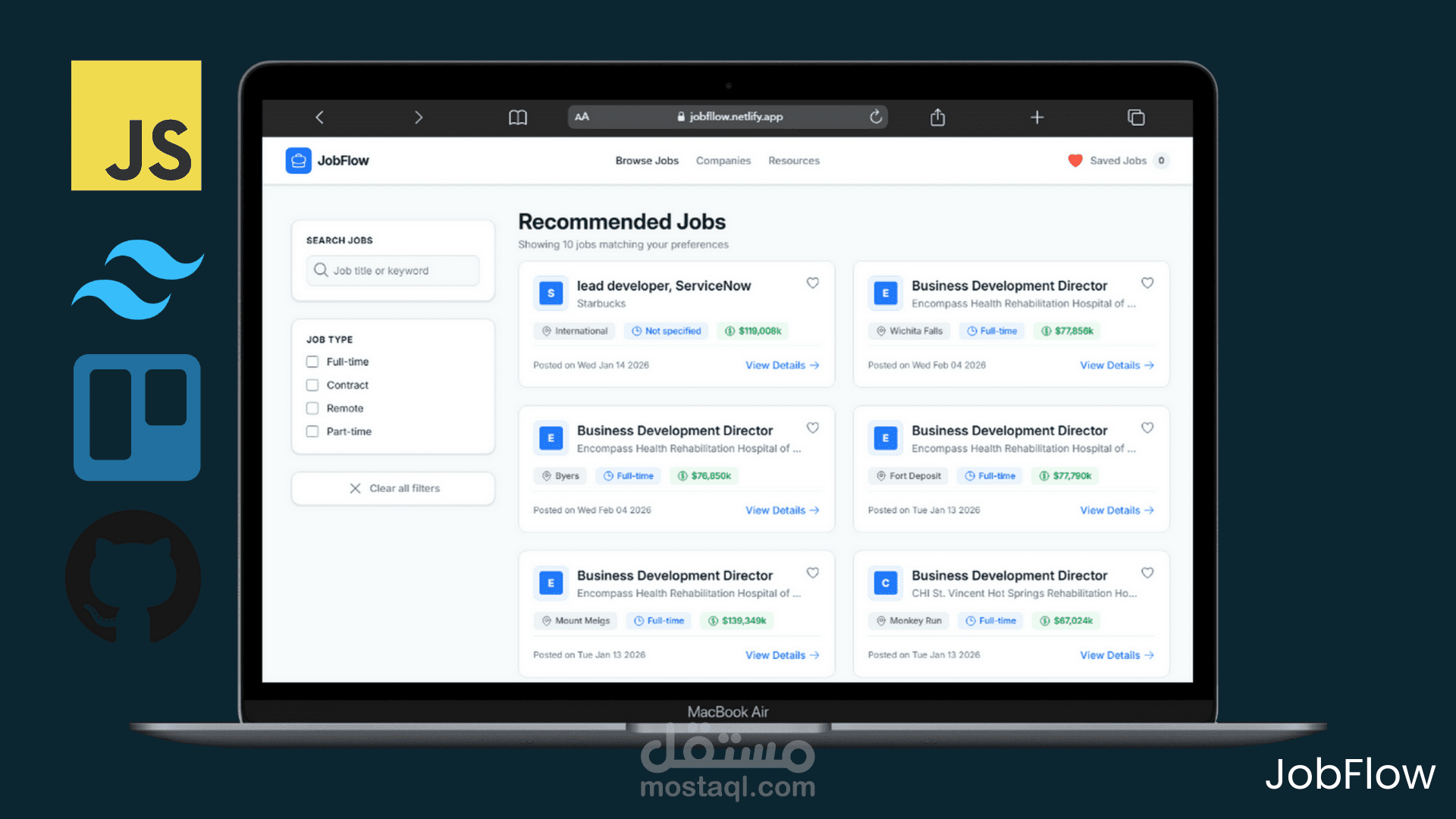 منصة متكاملة للبحث عن الوظائف - JobFlow