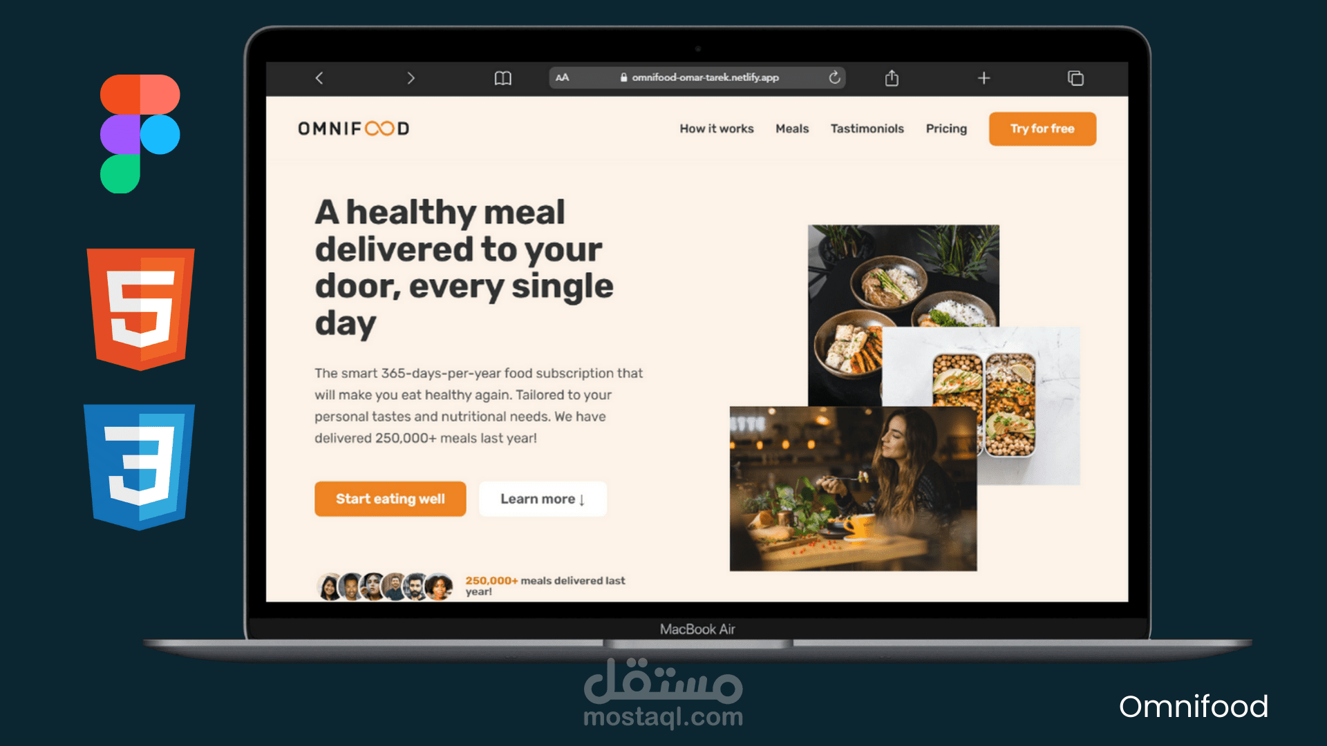 Omnifood - صفحة هبوط تفاعلية لخدمة اشتراكات غذائية ذكية