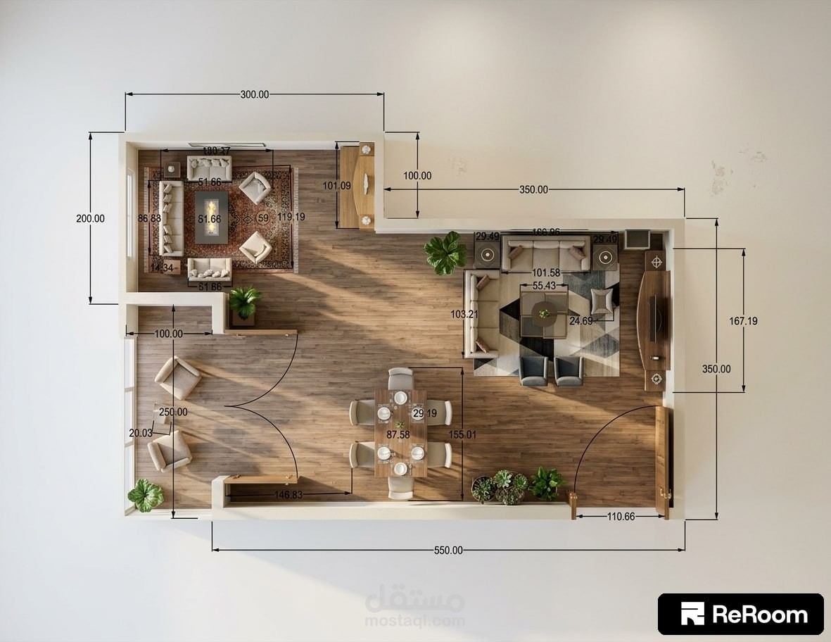 Modern Living & Dining Room Interior Design | 3ds Max + V-Ray + AutoCAD