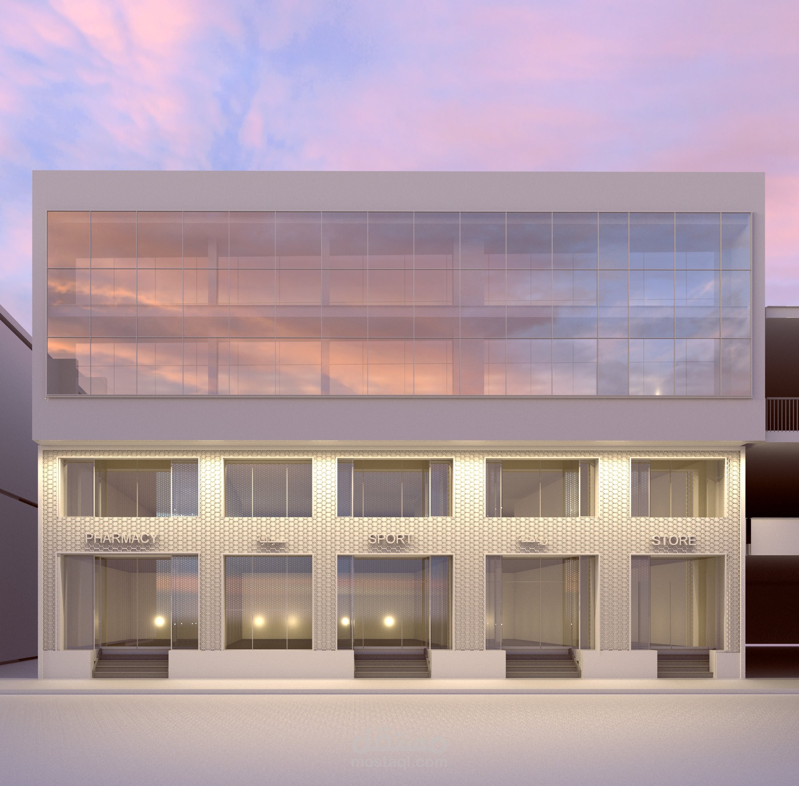 تصميم واجهة مبنى تجاري