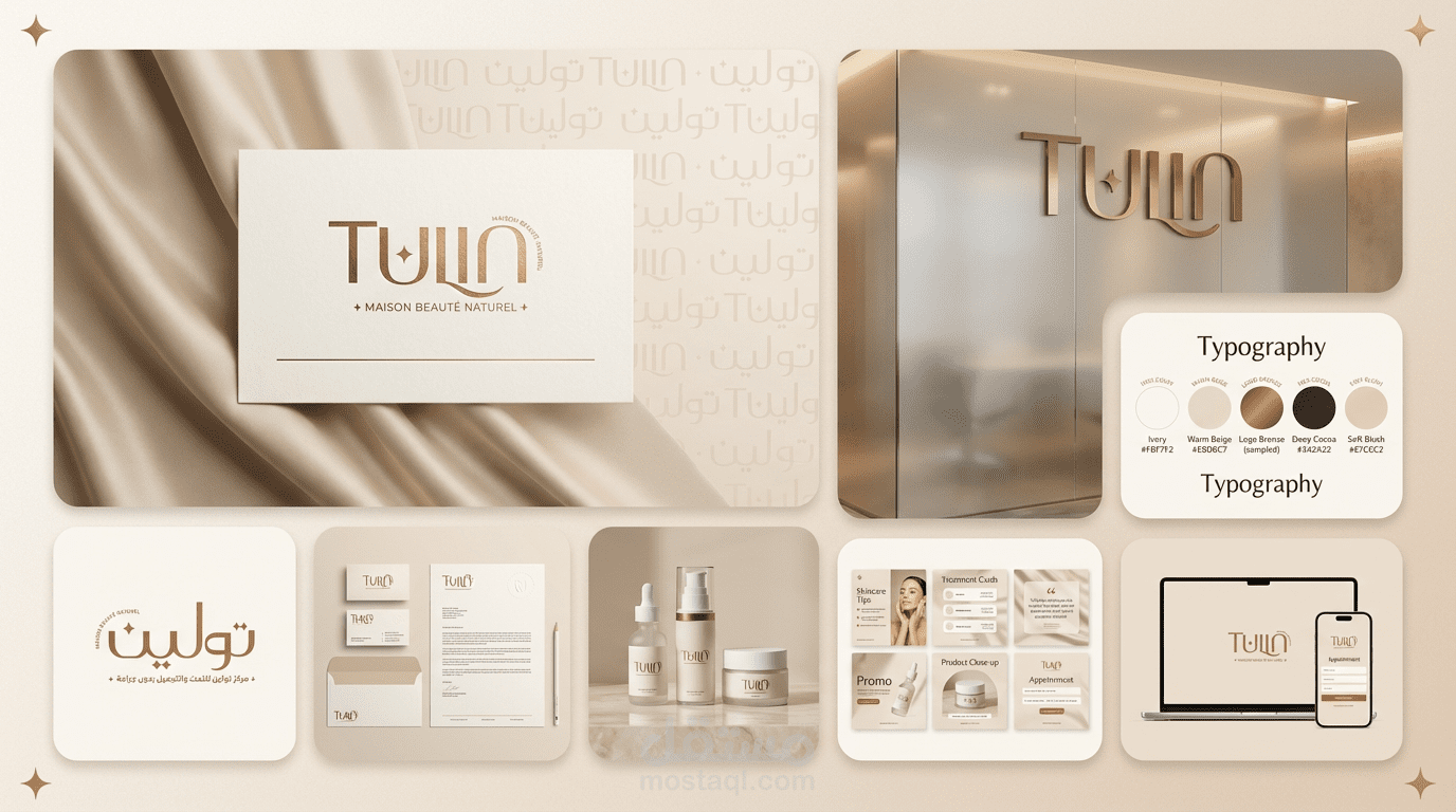 تصميم هوية بصرية فاخرة لمركز تجميل - Tulin Beauty