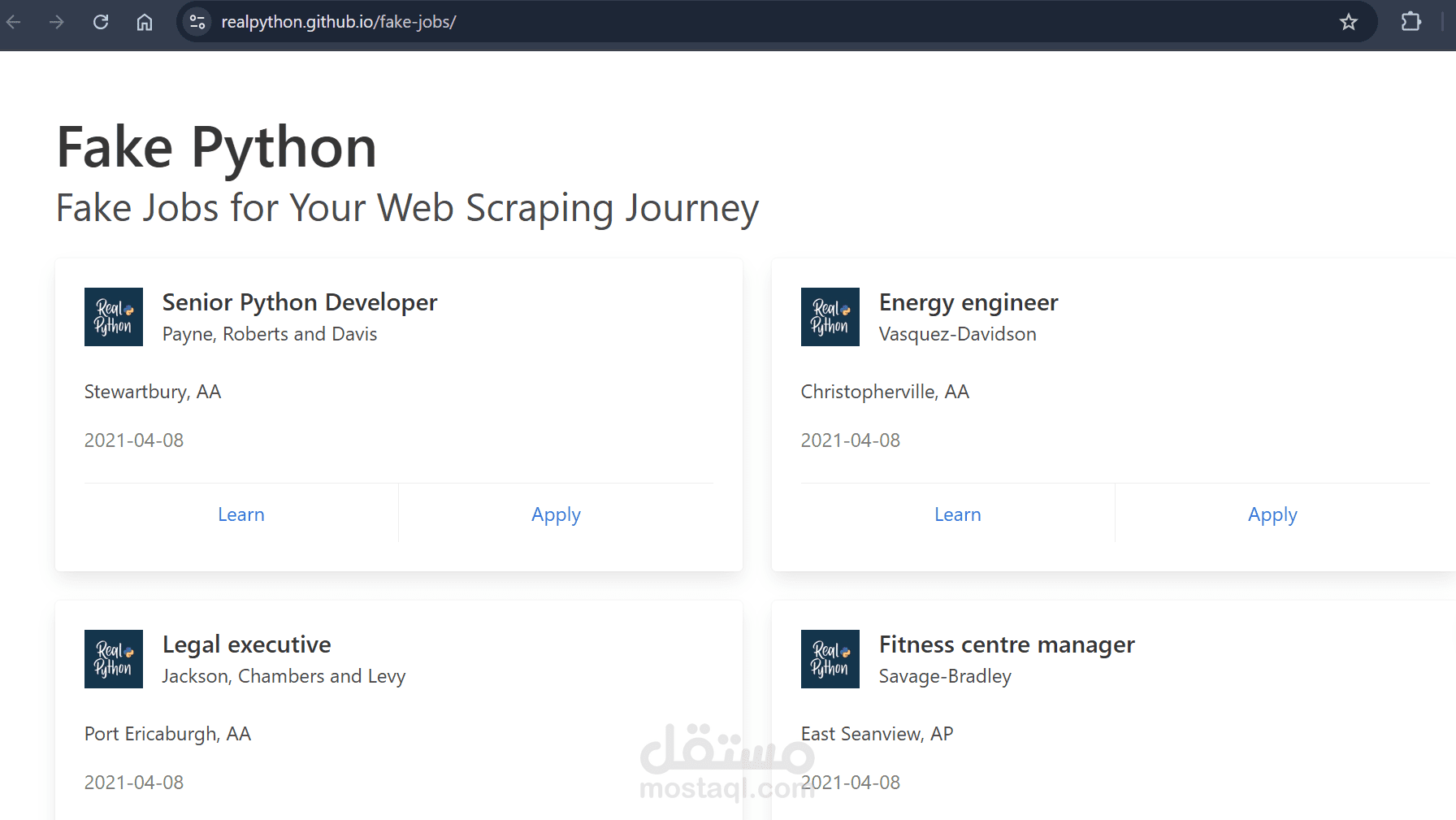 Web Scraping for jobs