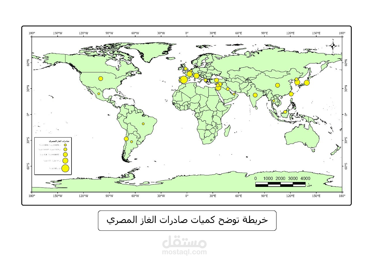 خريطه توضح صادرات الغاز المصري