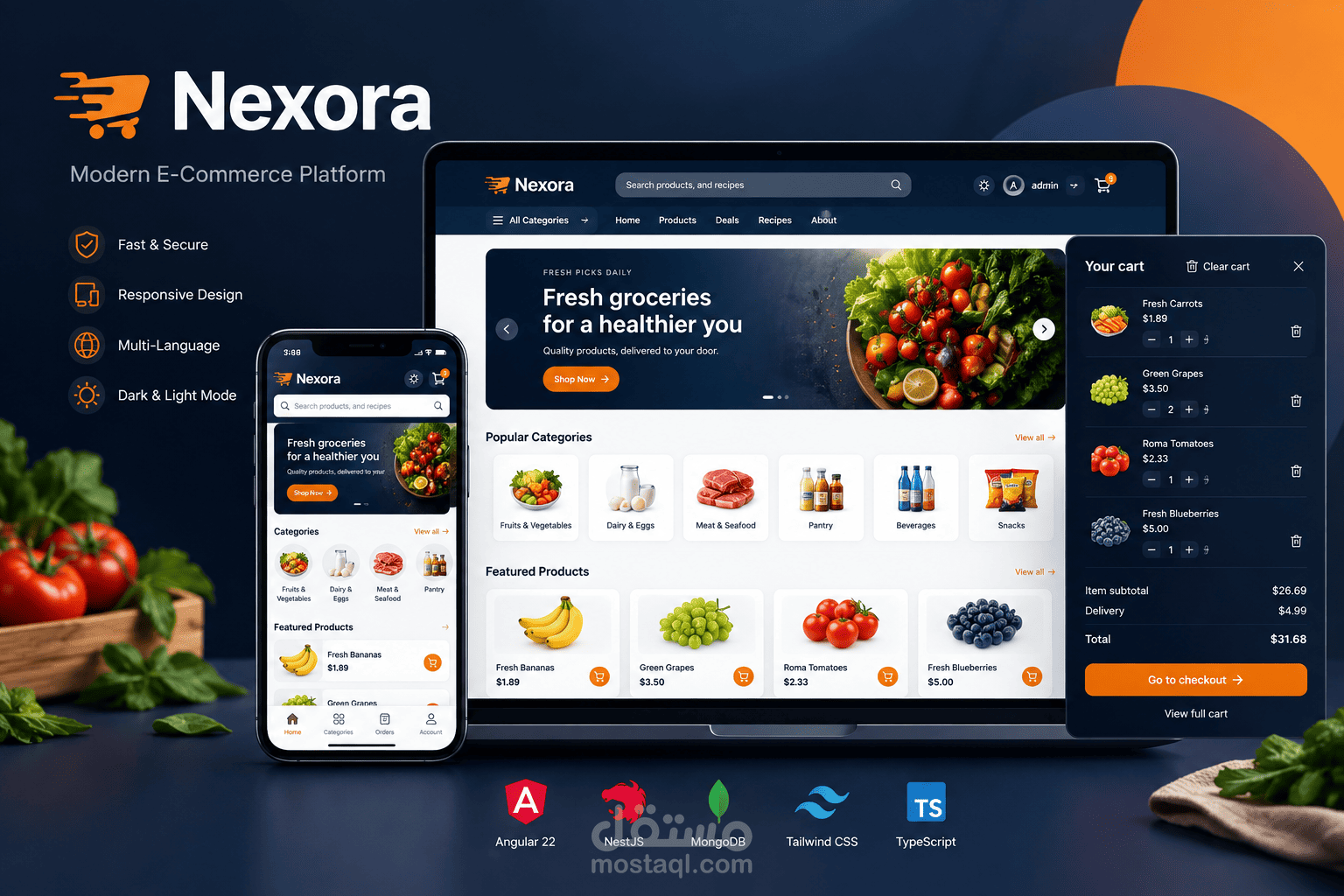 Nexora | متجر إلكتروني متكامل بـ Angular 22 وNestJS