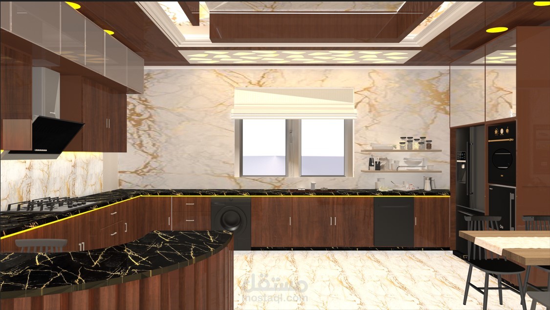 تصميم داخلي لمطبخ (مشروع تدريبي)