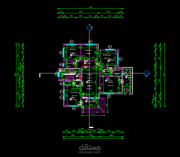 تصميم معماري لمنزل (مشروع تدريبي مكتبي)