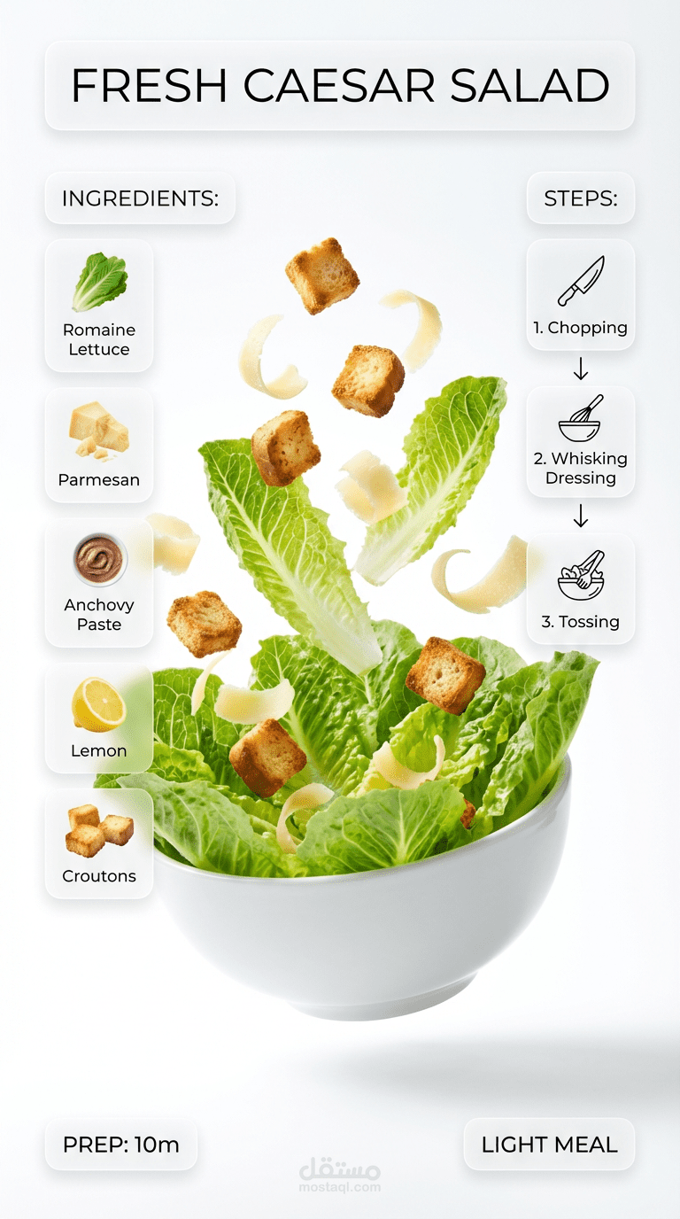 تصميم صور إنفوجرافيك احترافية لوصف الطعام والمقادير باستخدام الذكاء الاصطناعي