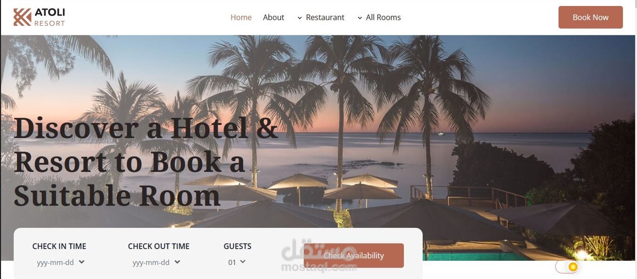 موقع حجز فنادق ومطاعم يمكن التحكم به من خلال admin panel  ويمكن تحويله لاي نوع من الحجوزات