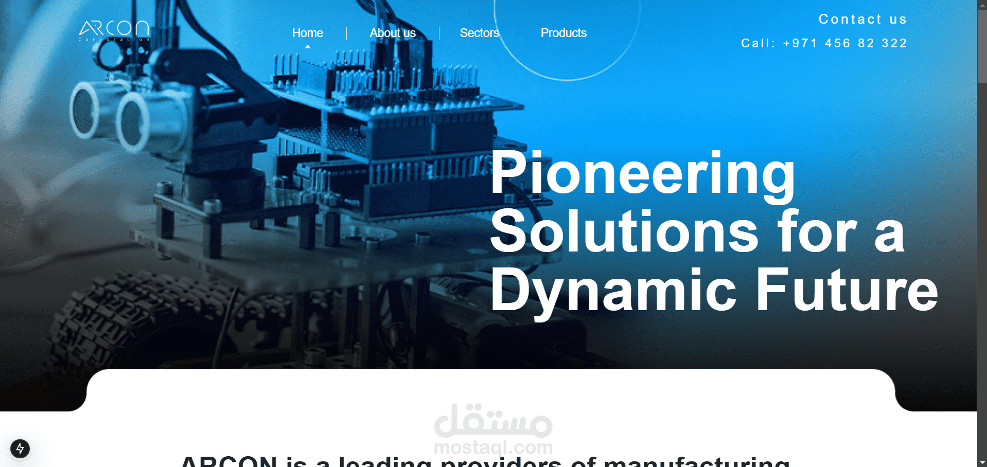 واجهة موقع شركة Arcon
