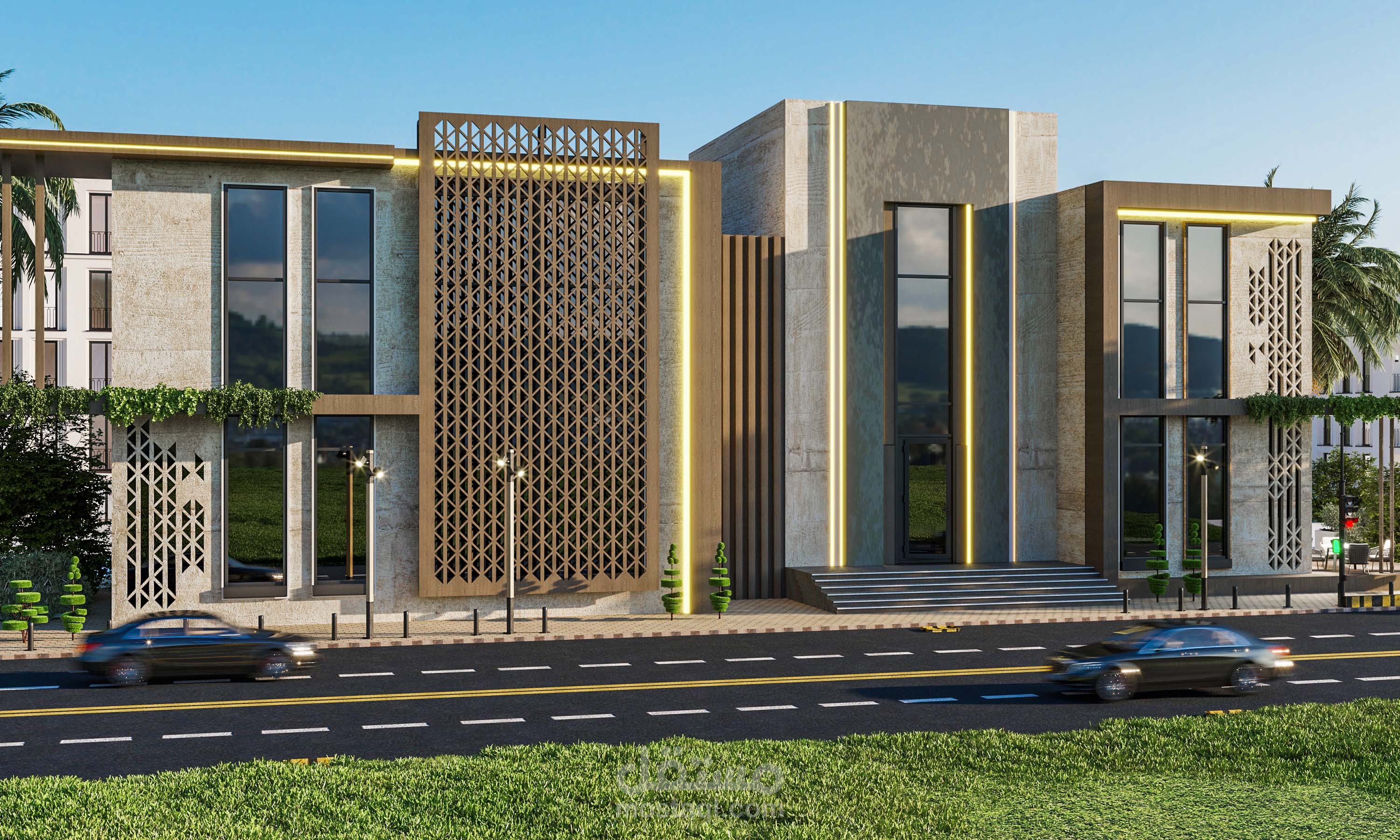 تصميم واجهة معمارية خارجية لمبنى اداري