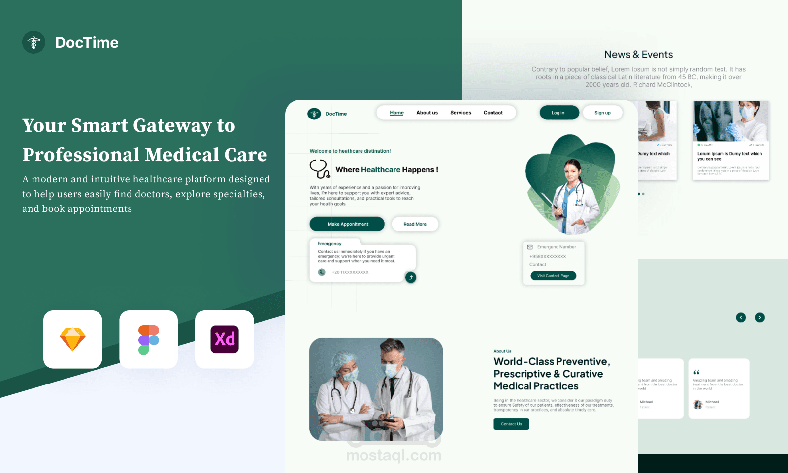 DocTime – تصميم منصة رعاية صحية وحجز مواعيد طبية