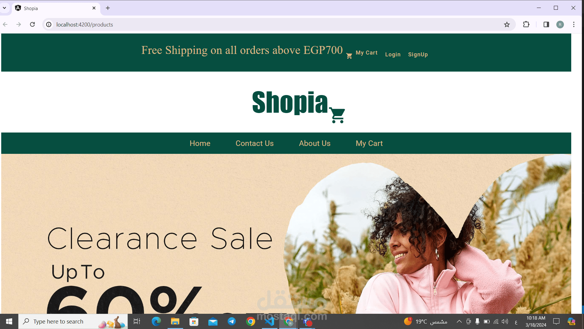 E-commerce front end website