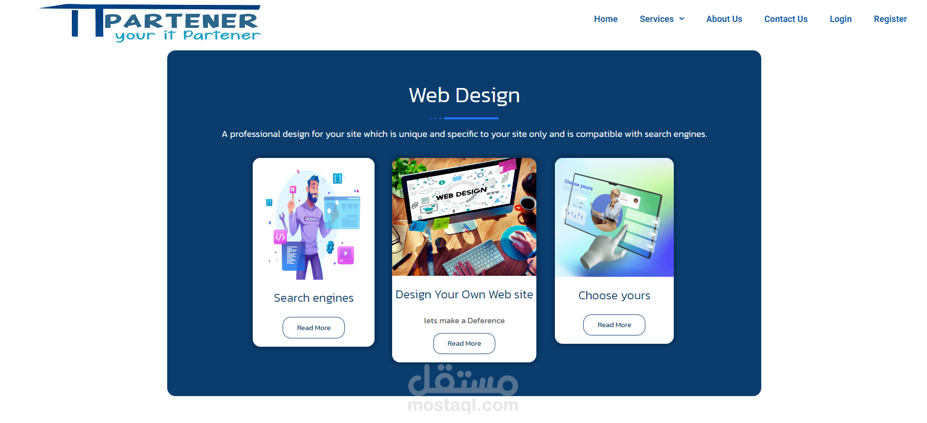 موقع الكترونى خاص بى  لخدمات الاى تى والماركيتنج وتصميم المواقع