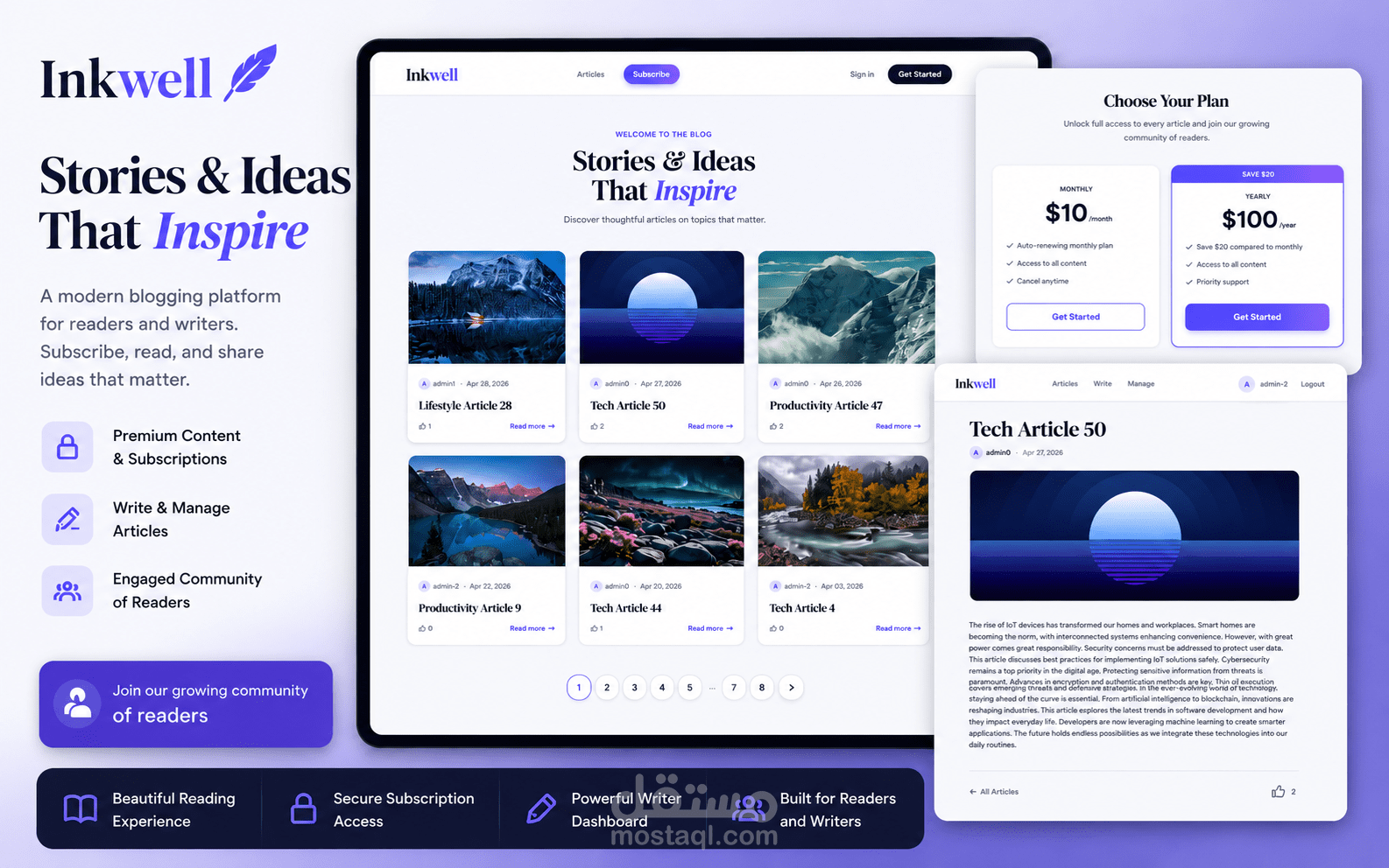 Inkwell — منصة التدوين بالاشتراكات