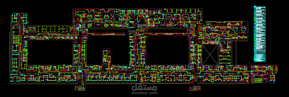 تصميم نظام الإنارة والقوى والتكييفات بالكامل لمستشفى مكونة من عشرة طوابق