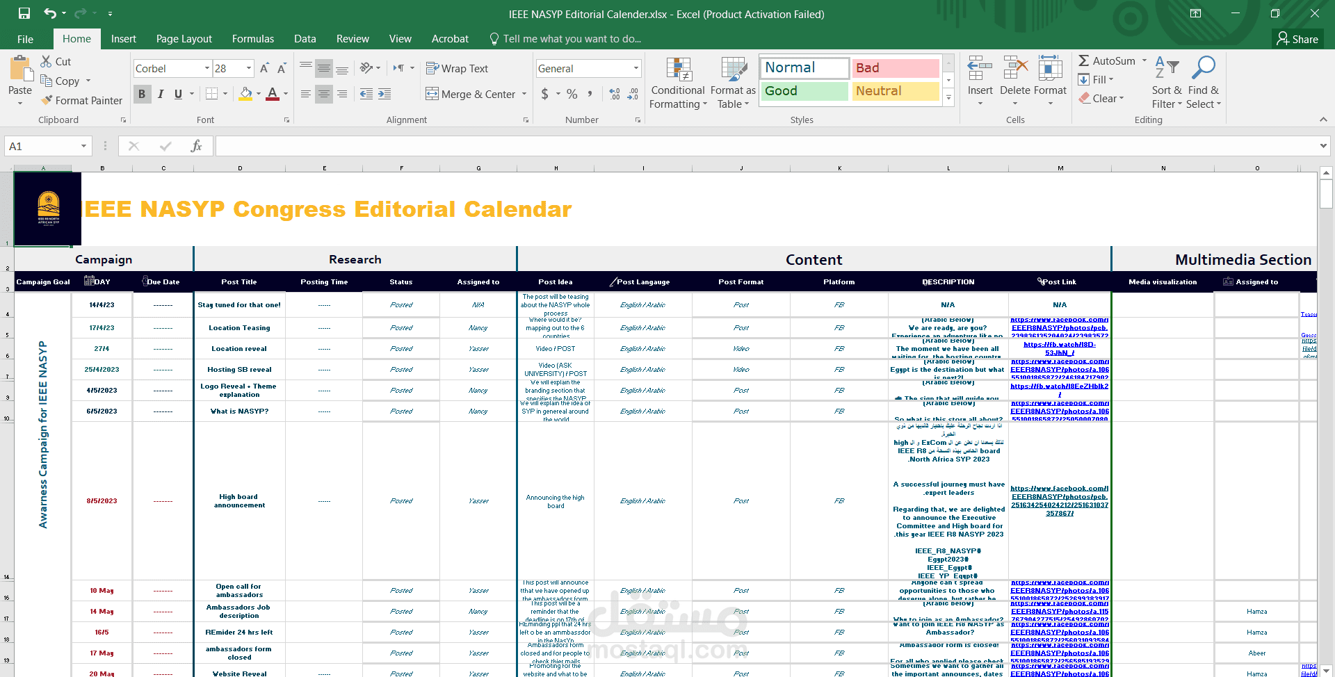 NASYP Editorial calender