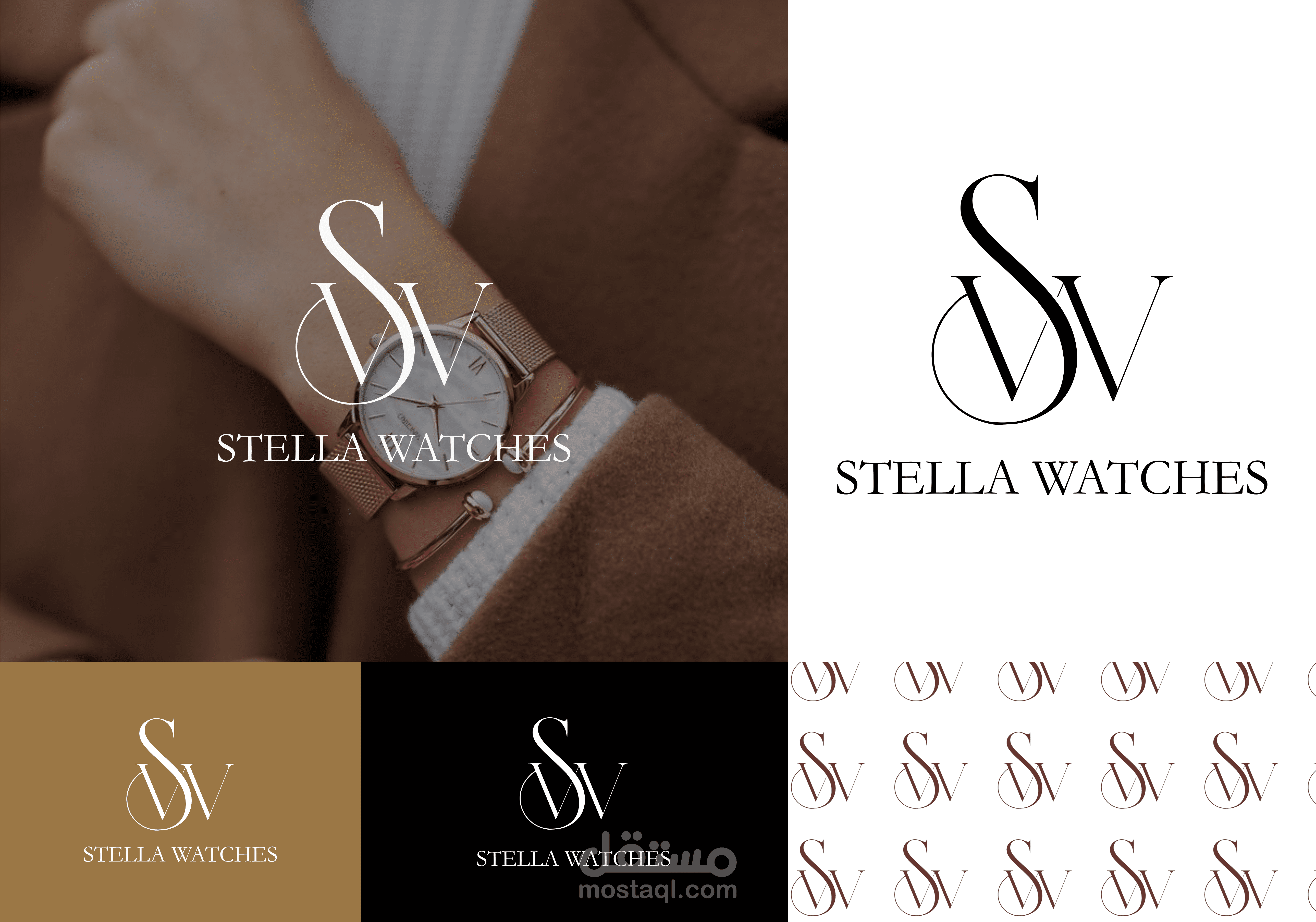 تصميم شعار لمحل بيع ساعات يد نسائية تحت اسم stella watches