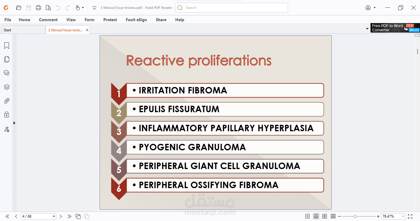 Reactive soft tissue lesions