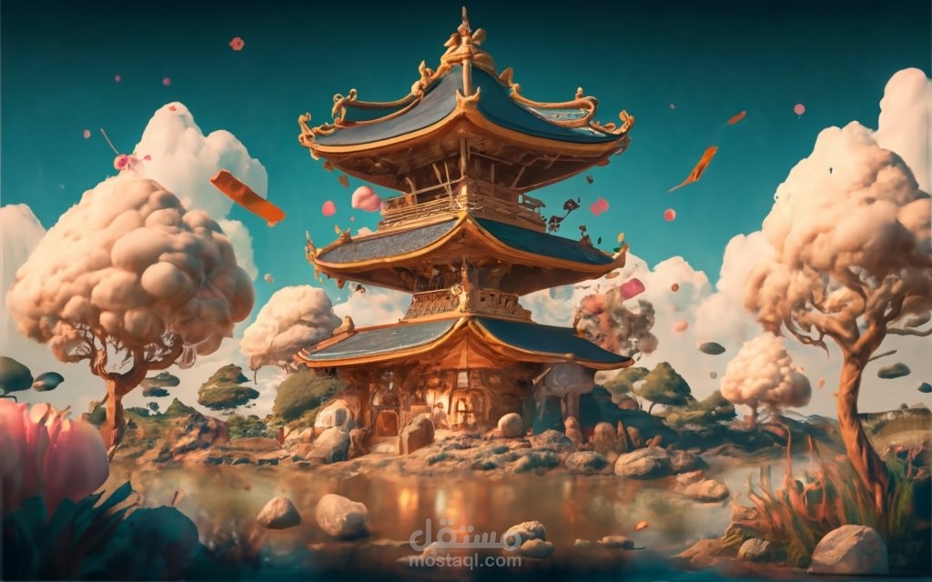 Multifaceted Birthday Celebration: A Fusion of 3D Render, Personal Photos, Conceptual Art, and Modern Ukiyo-e Influence"