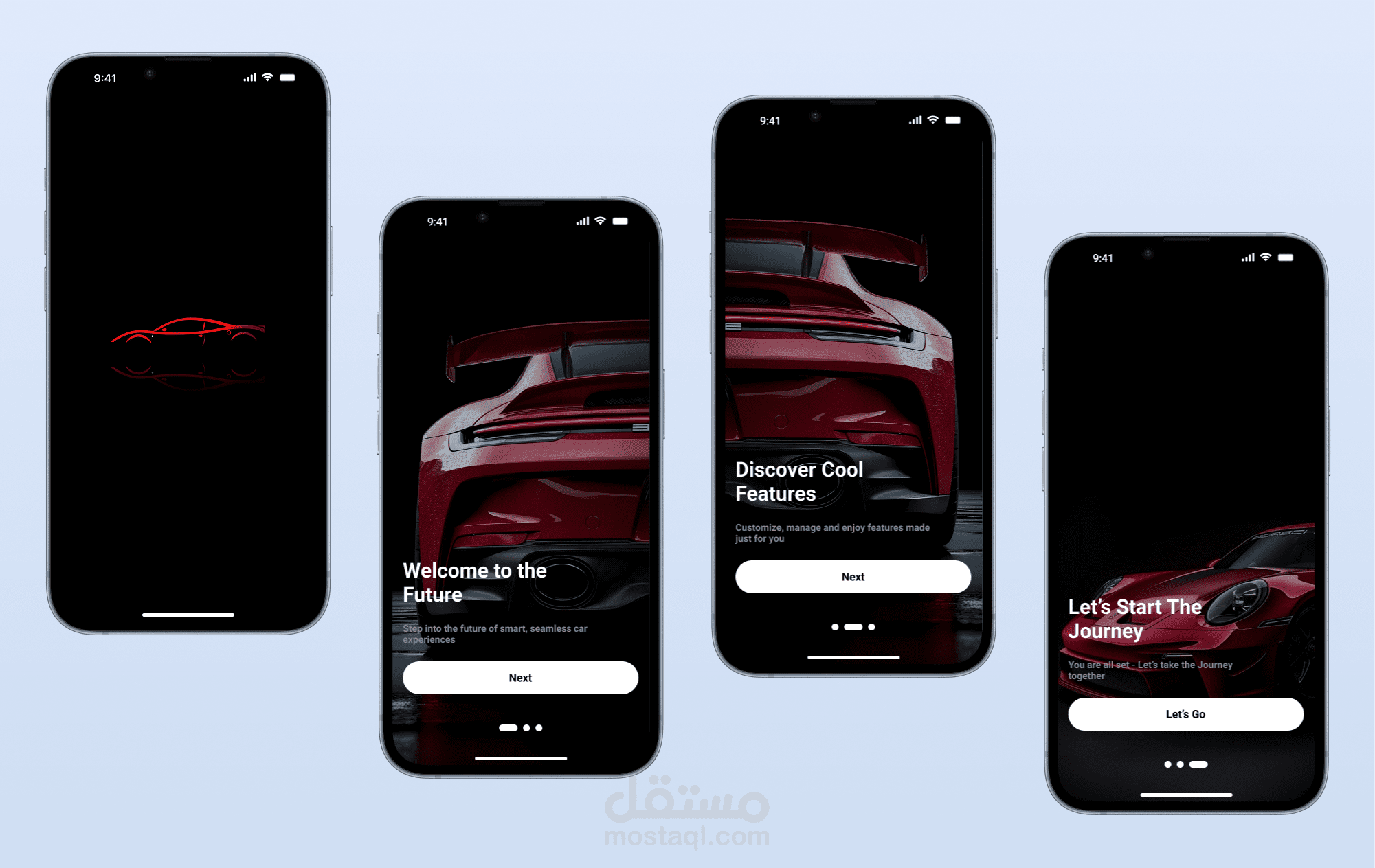 تصميم واجهات تطبيق سيارات (UI/UX) احترافي وعصري
