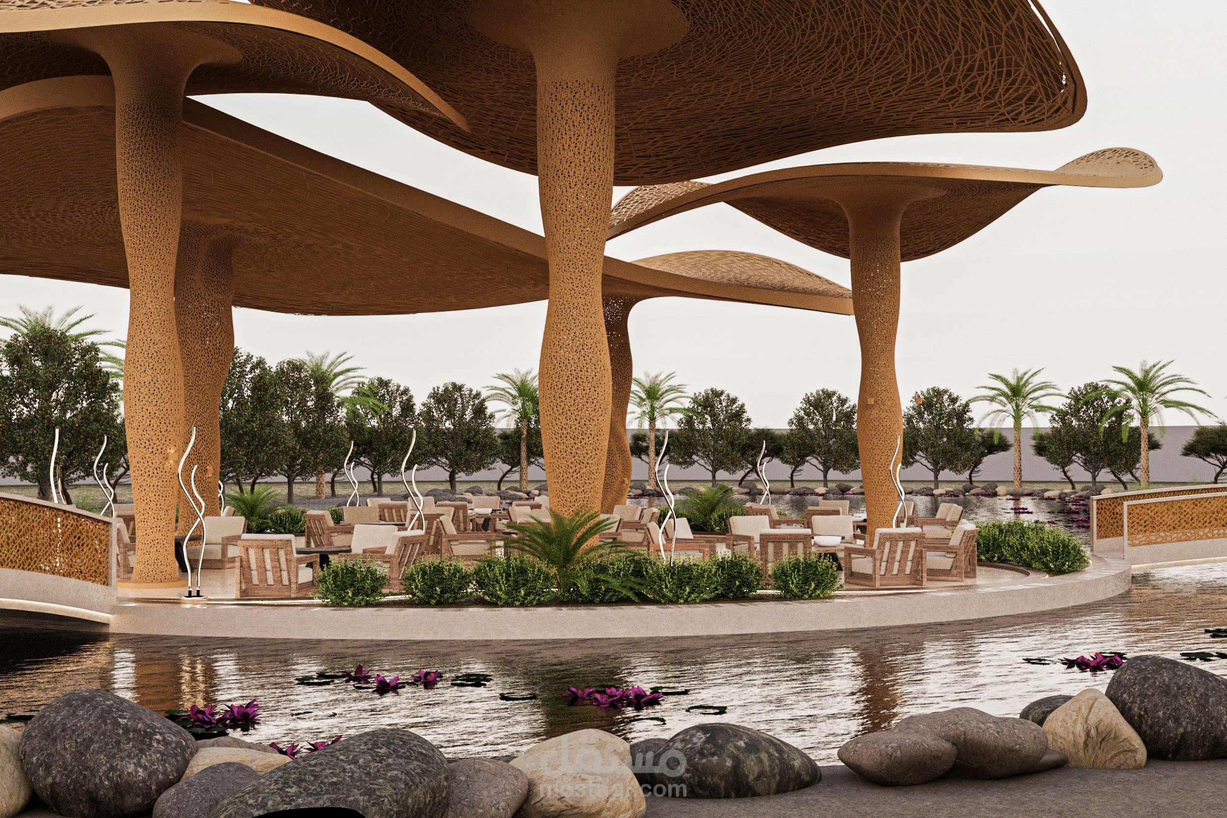 تصميم جلسة خارجية مستوحاة من الطبيعة (Organic Outdoor Seating Area Design)