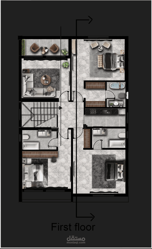 Modern Residential Villa – Architectural Floor Plan & Space Planning
