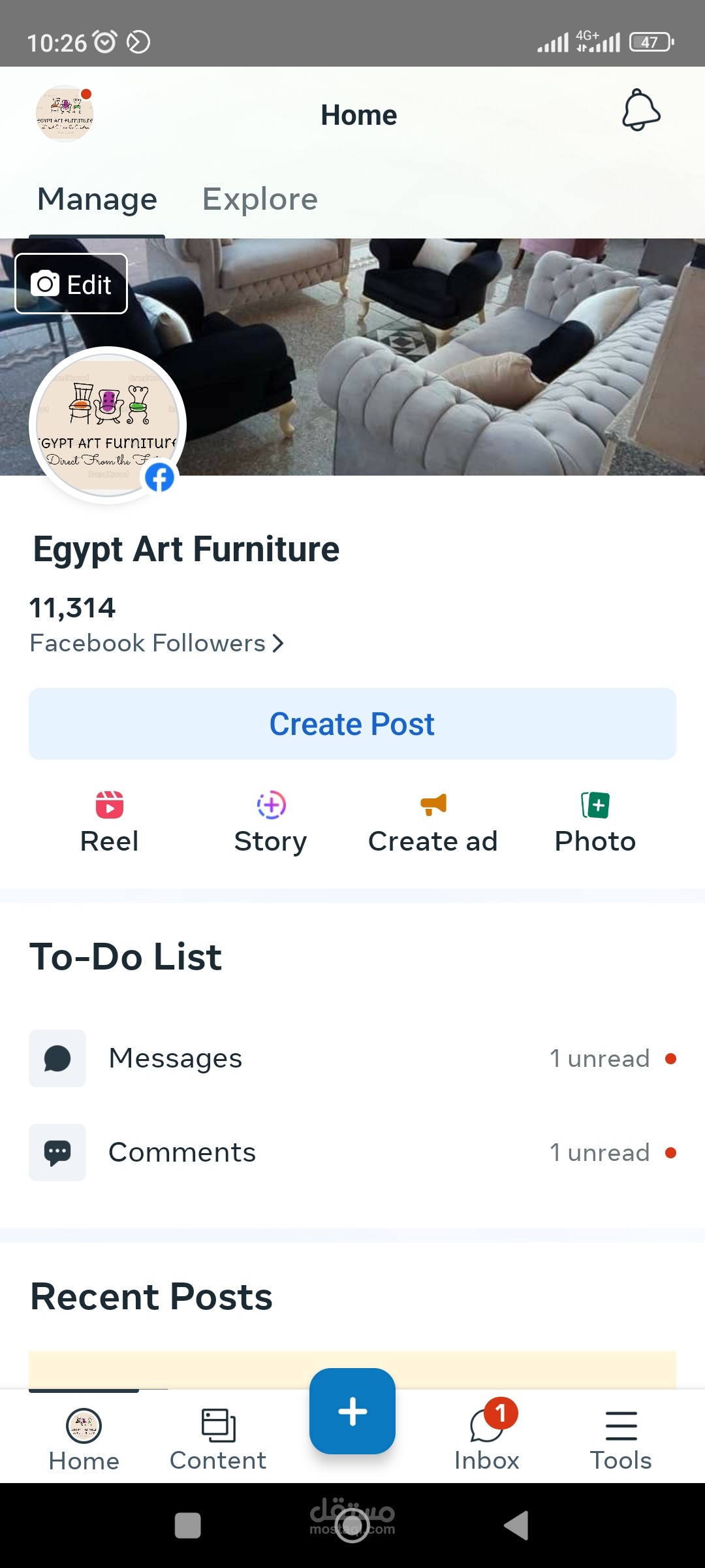 مشروع تسويق لمعرض اثاث
