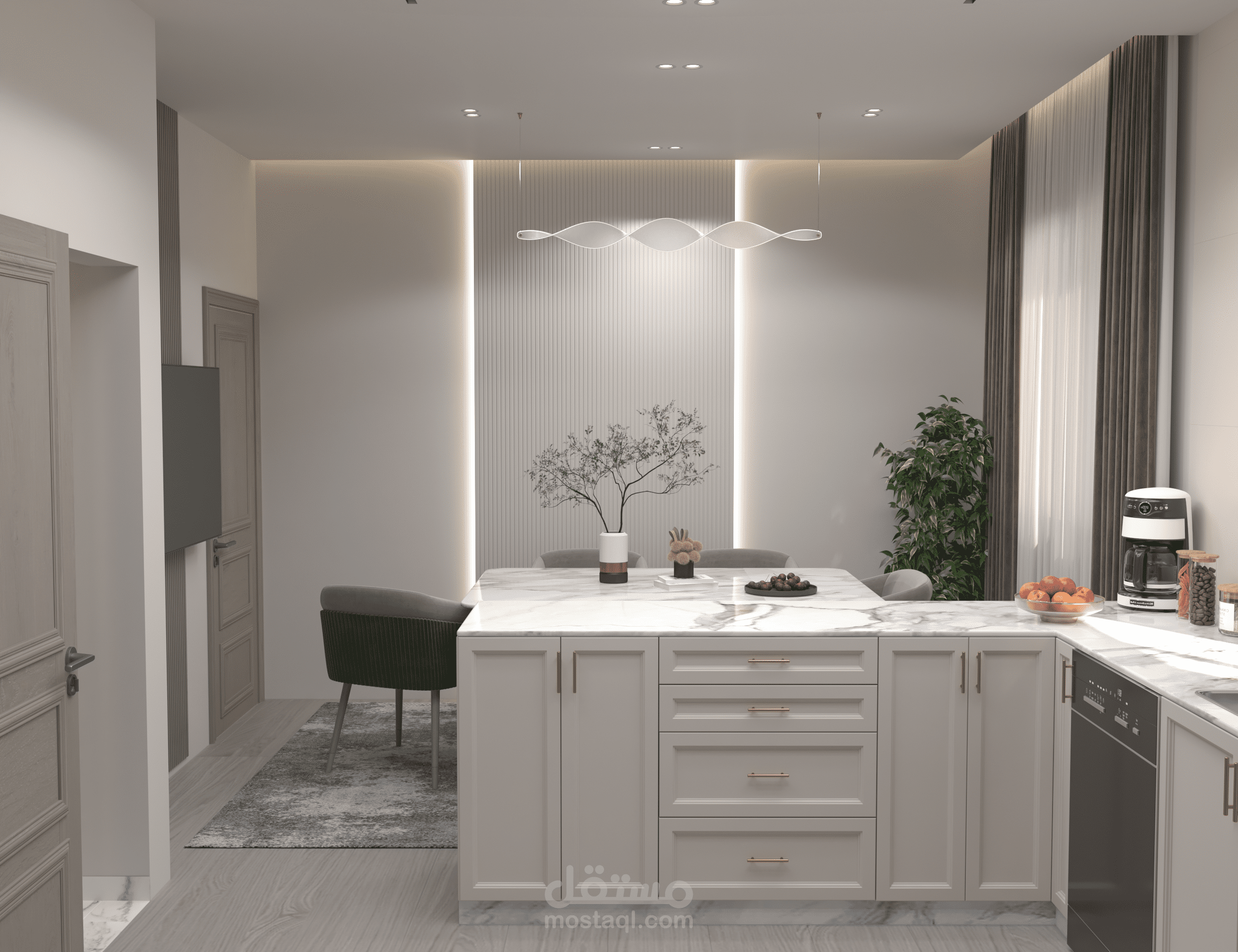 مطبخ وركن طعام | Modern Interior Design - kitchen & dining area