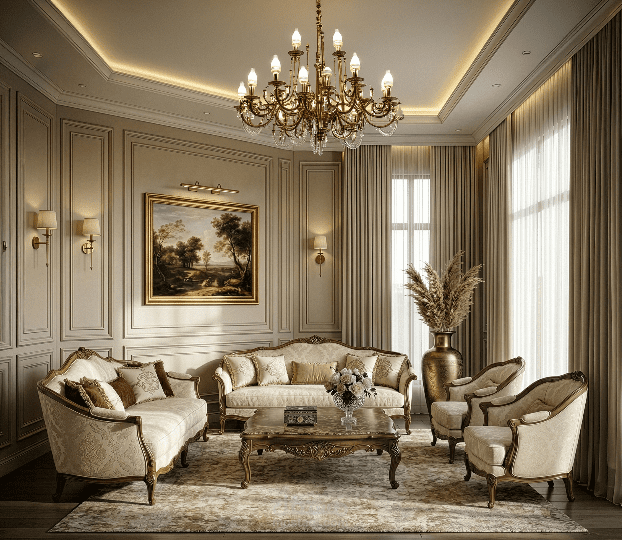 تصميم شقة على الطراز الكلاسيكي