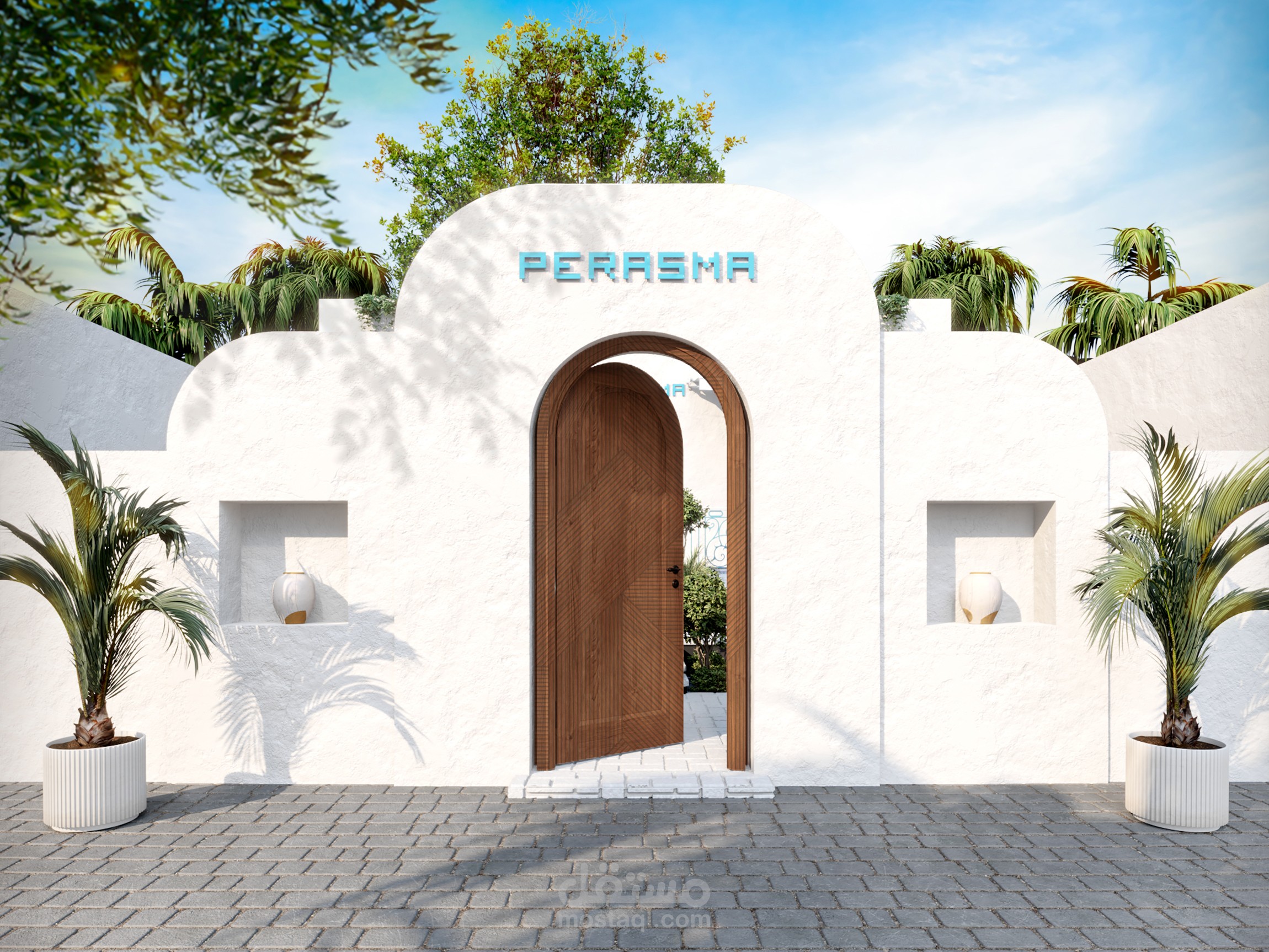 تصميم كافيه في السعودية على النمط اليوناني