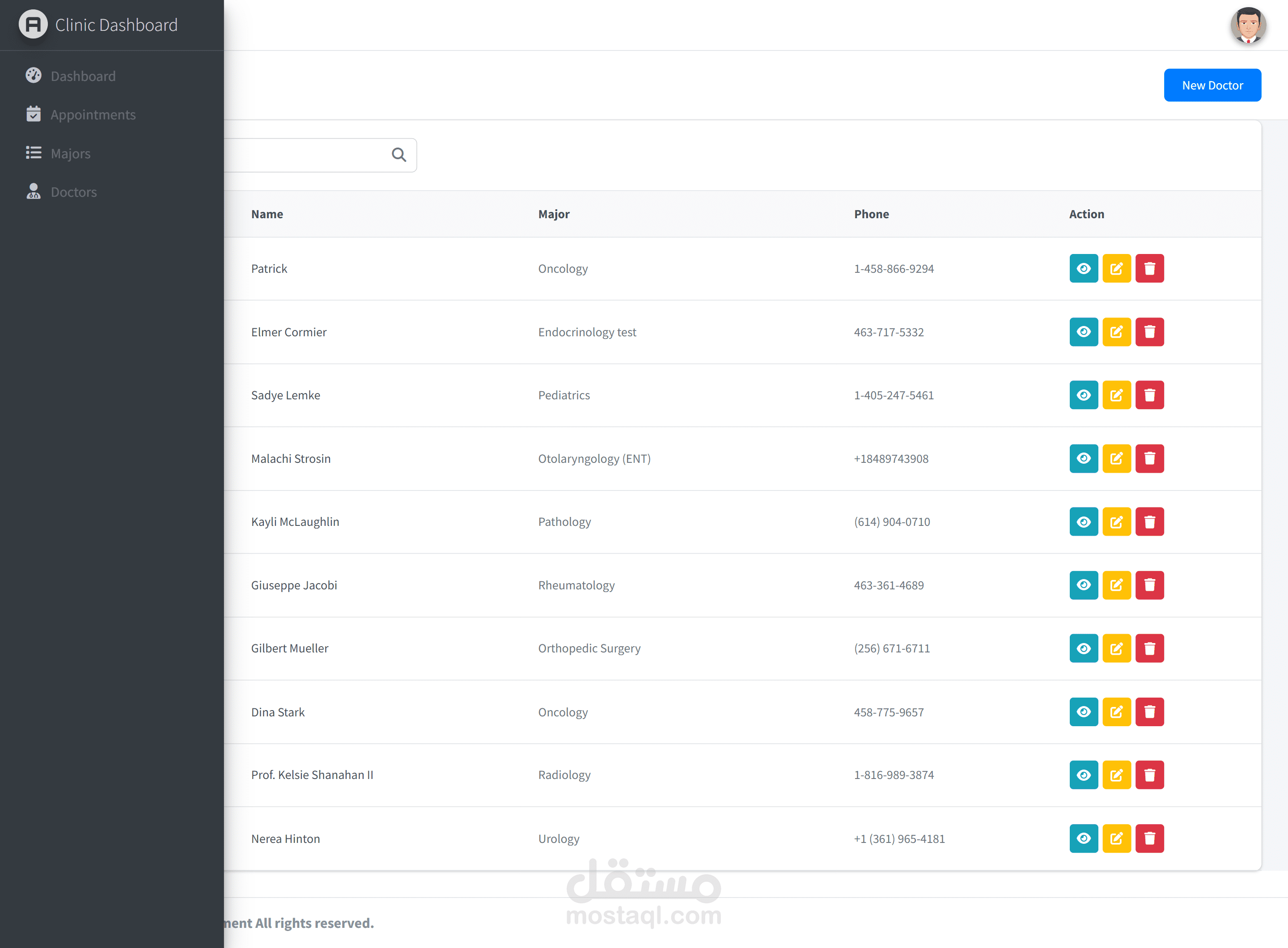 نظام إدارة عيادة (Clinic Management System) متكامل باستخدام Laravel، MySQL، Blade، وRESTful API