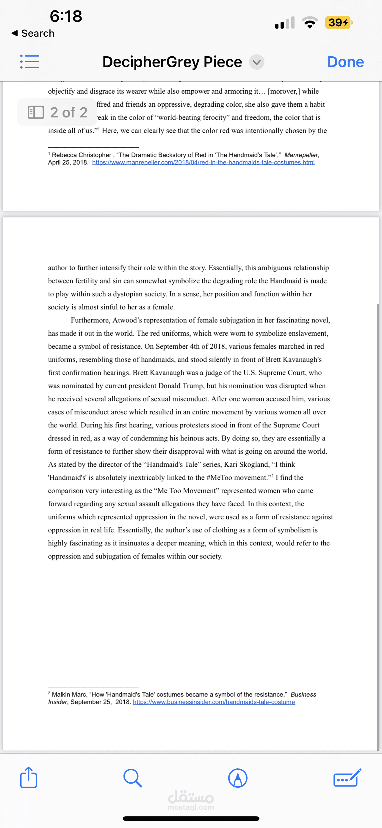 Research essay - analysis