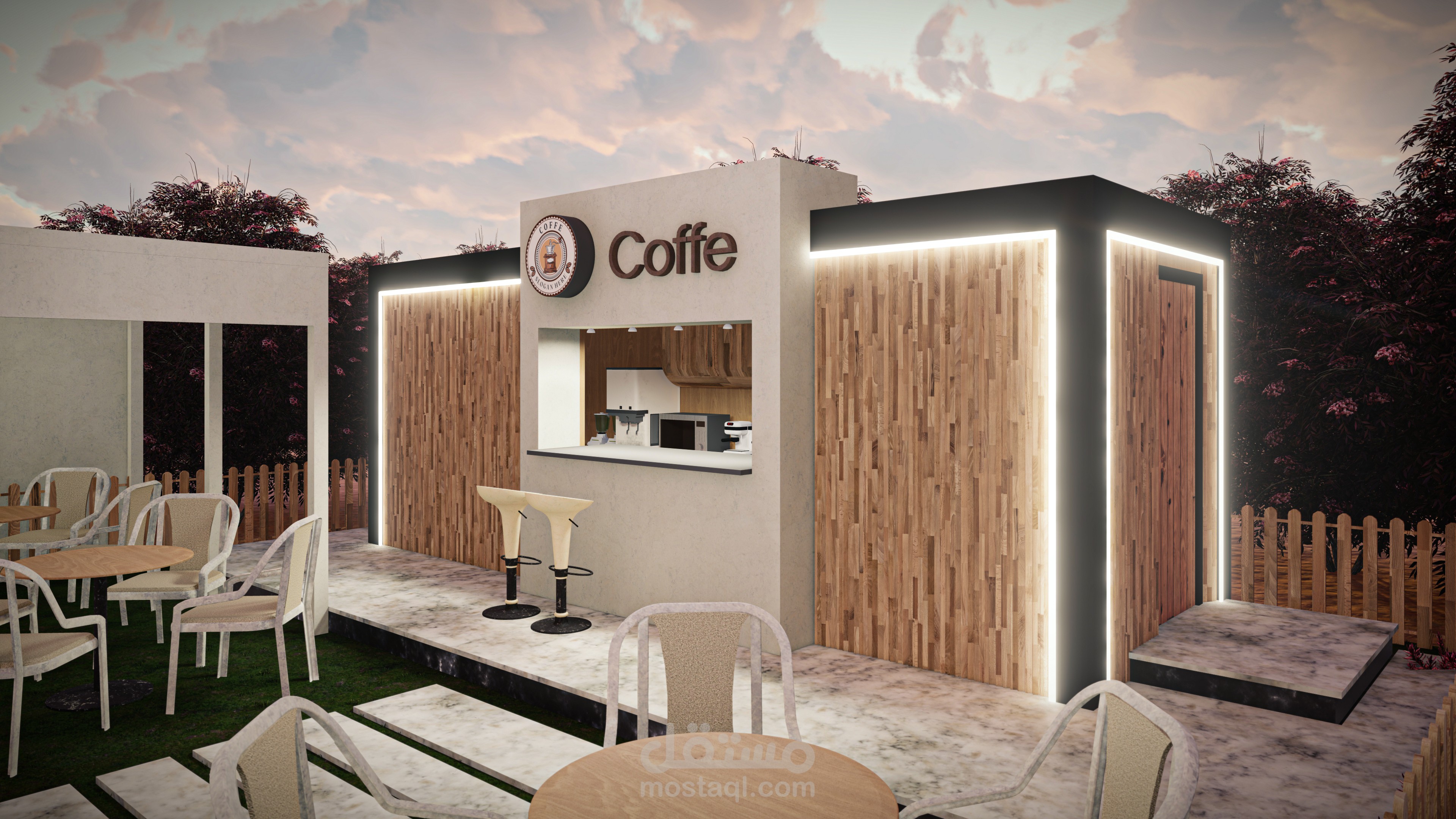 تصميم مقهي مفتوح