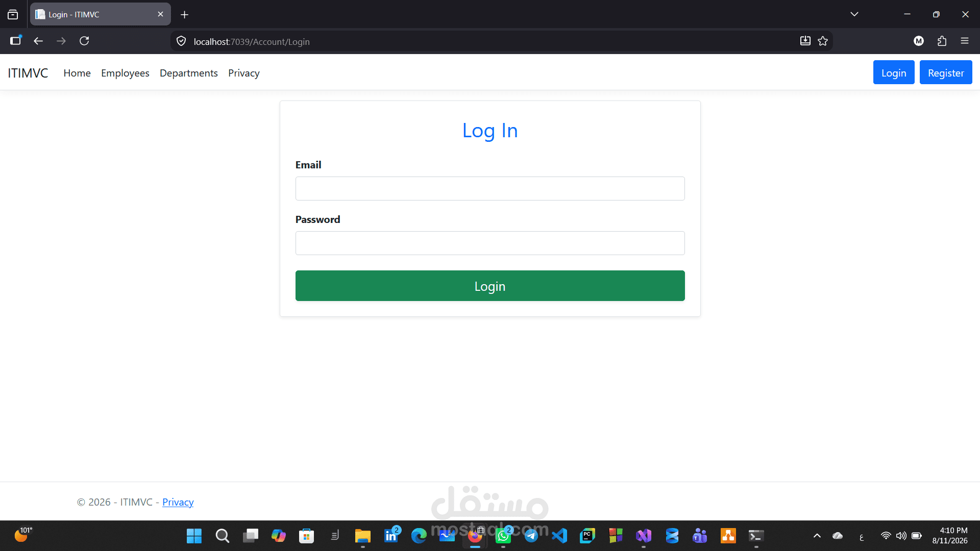 تصميم وتنفيذ نظام تسجيل دخول باستخدام ASP.NET Core MVC