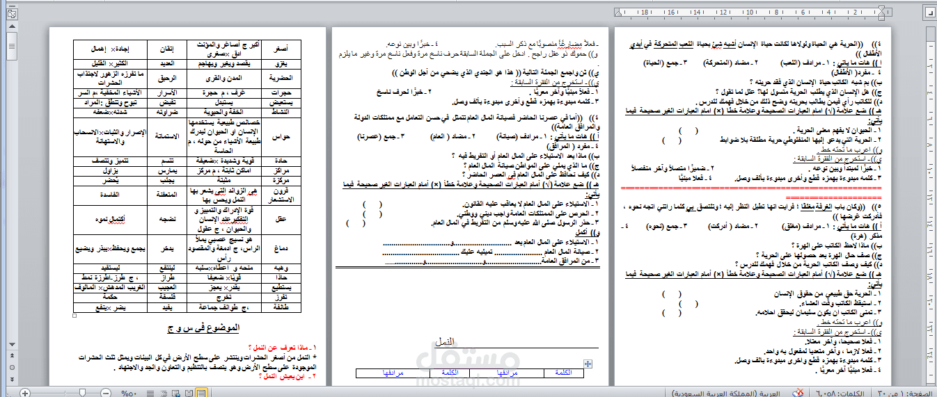 شرح مادة اللغة العربية