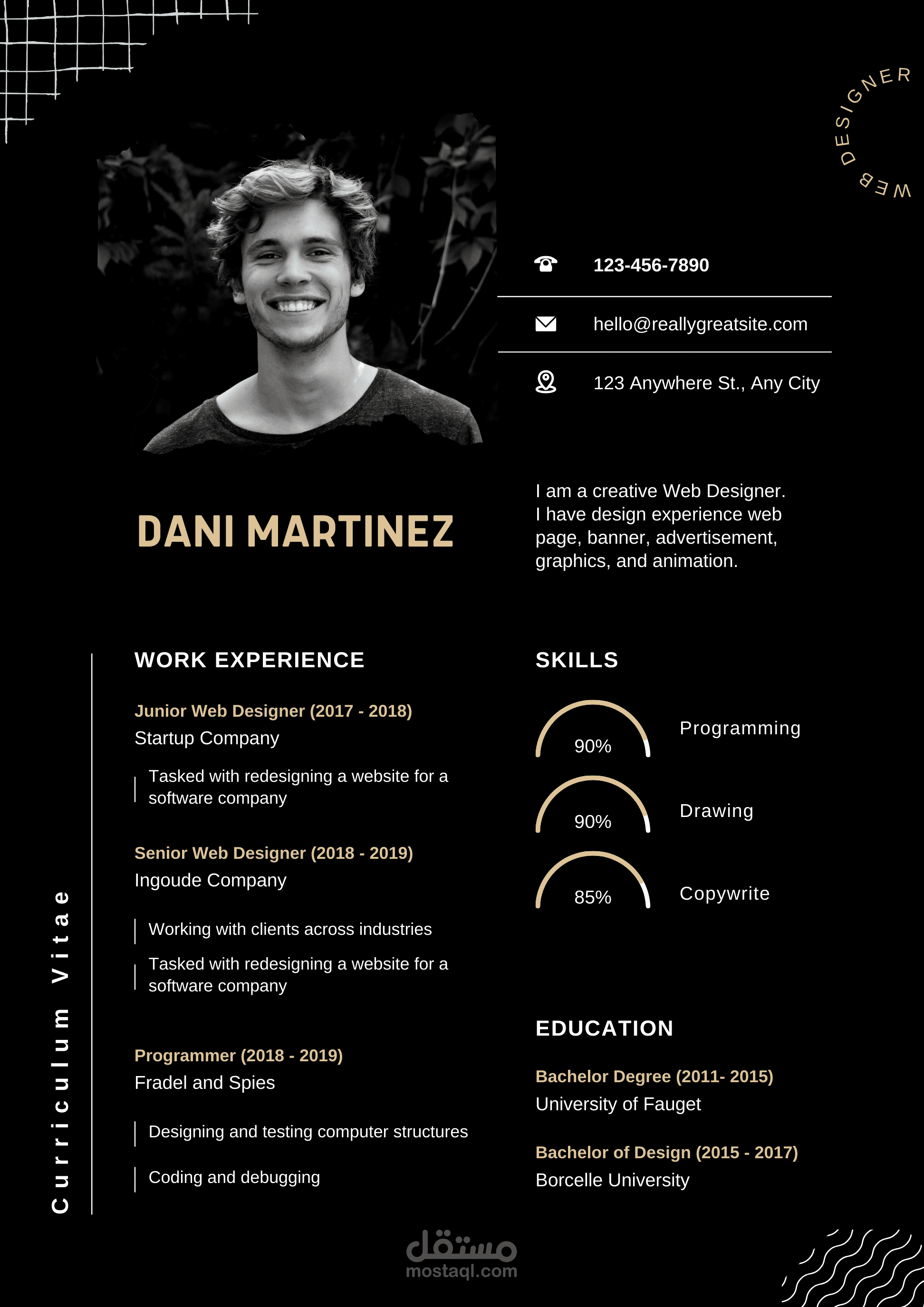 Black CV Web Designer Resume