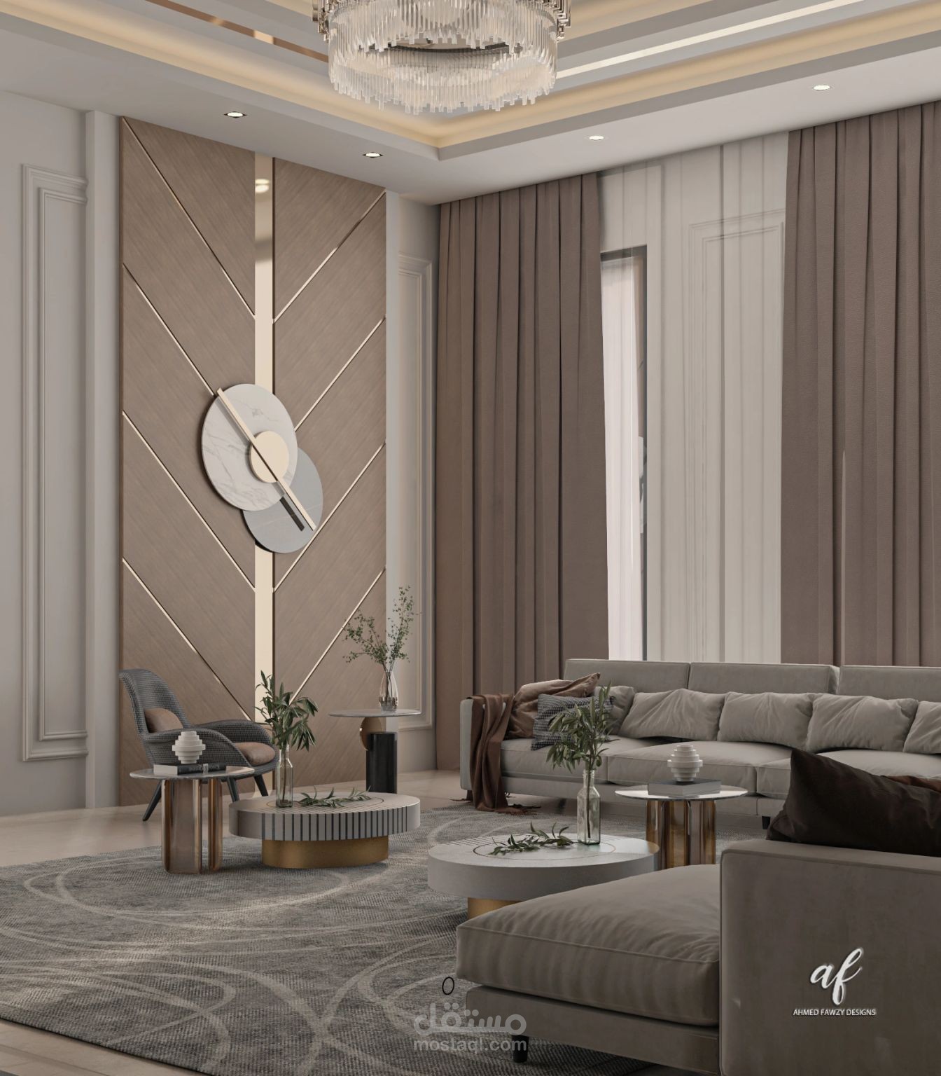 Neoclassic Living Room Interior Design , Kuwait