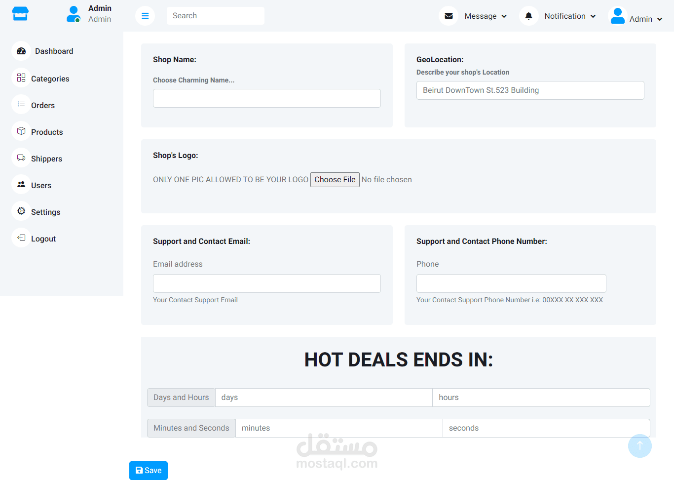E-commerce with Admin Dashboard