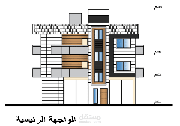 مبنى سكني تجاري متوضع على ميل جبلي في منطقة جبلية