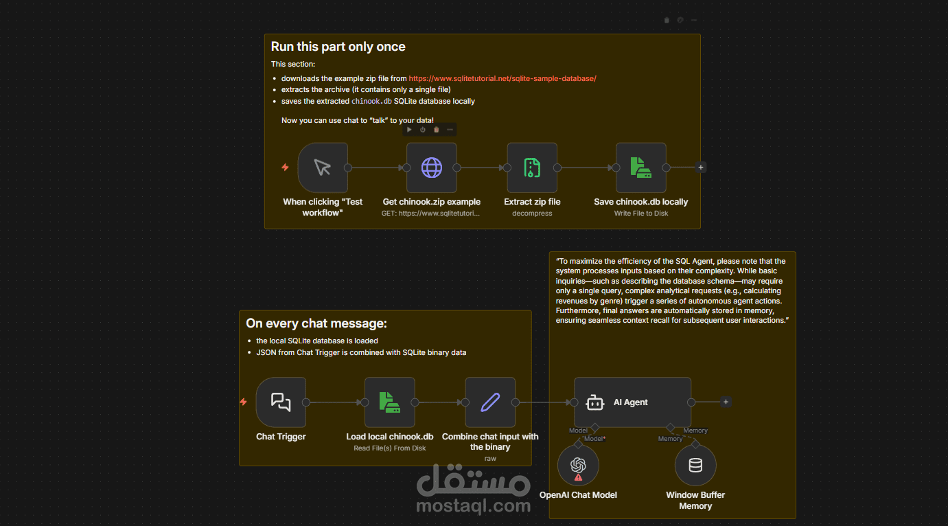 بناء وكيل ذكاء اصطناعي (AI Agent) متصل بقواعد بيانات SQL للأتمتة الذكية
