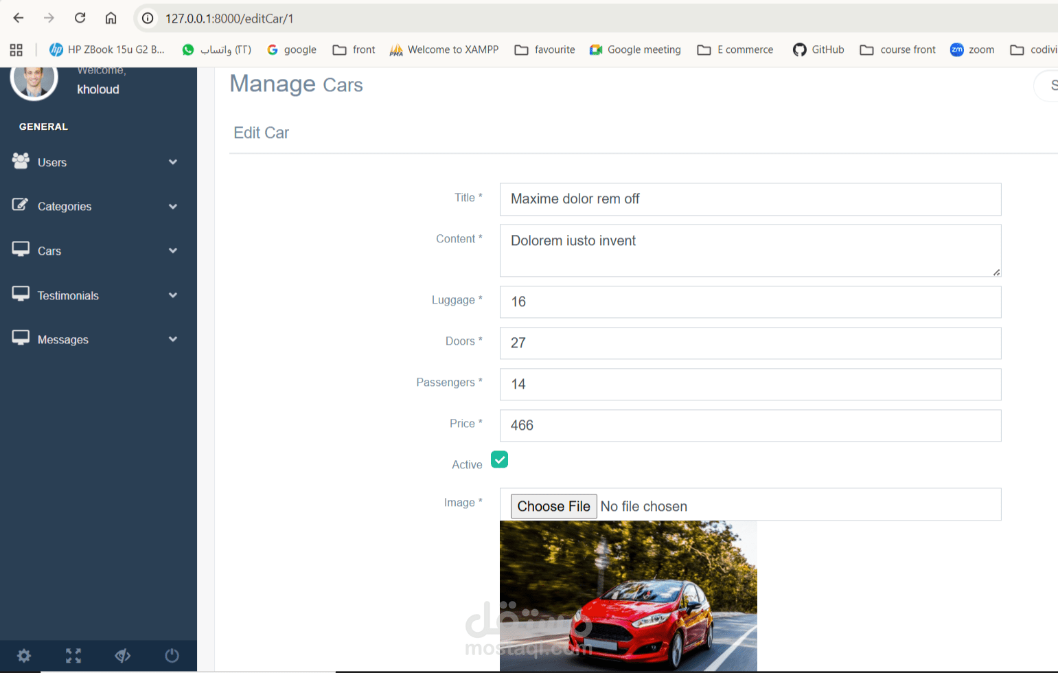 Dashboard Built with Laravel