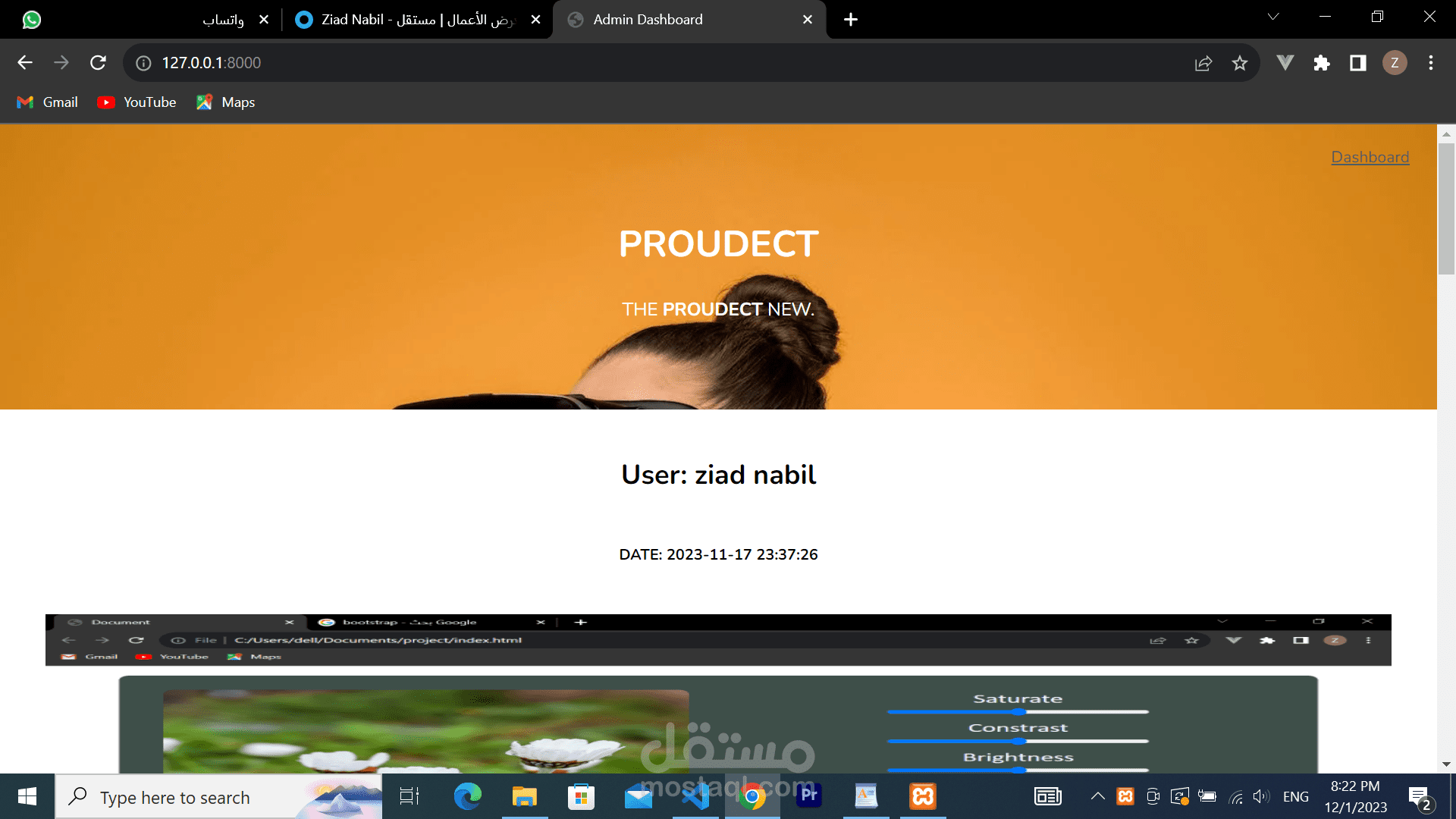 Admin dashboard