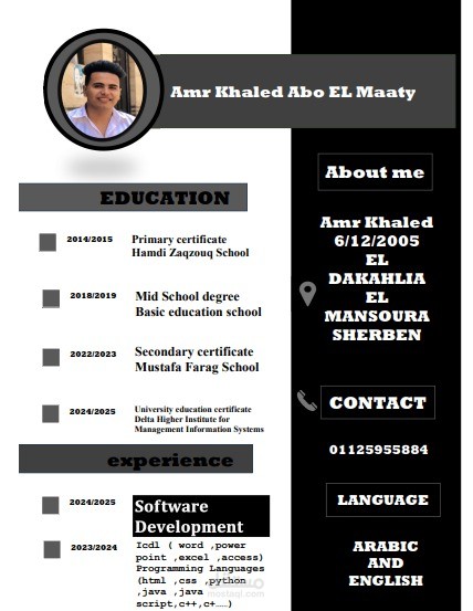 مشروع cv علي الوورد من تصميمي