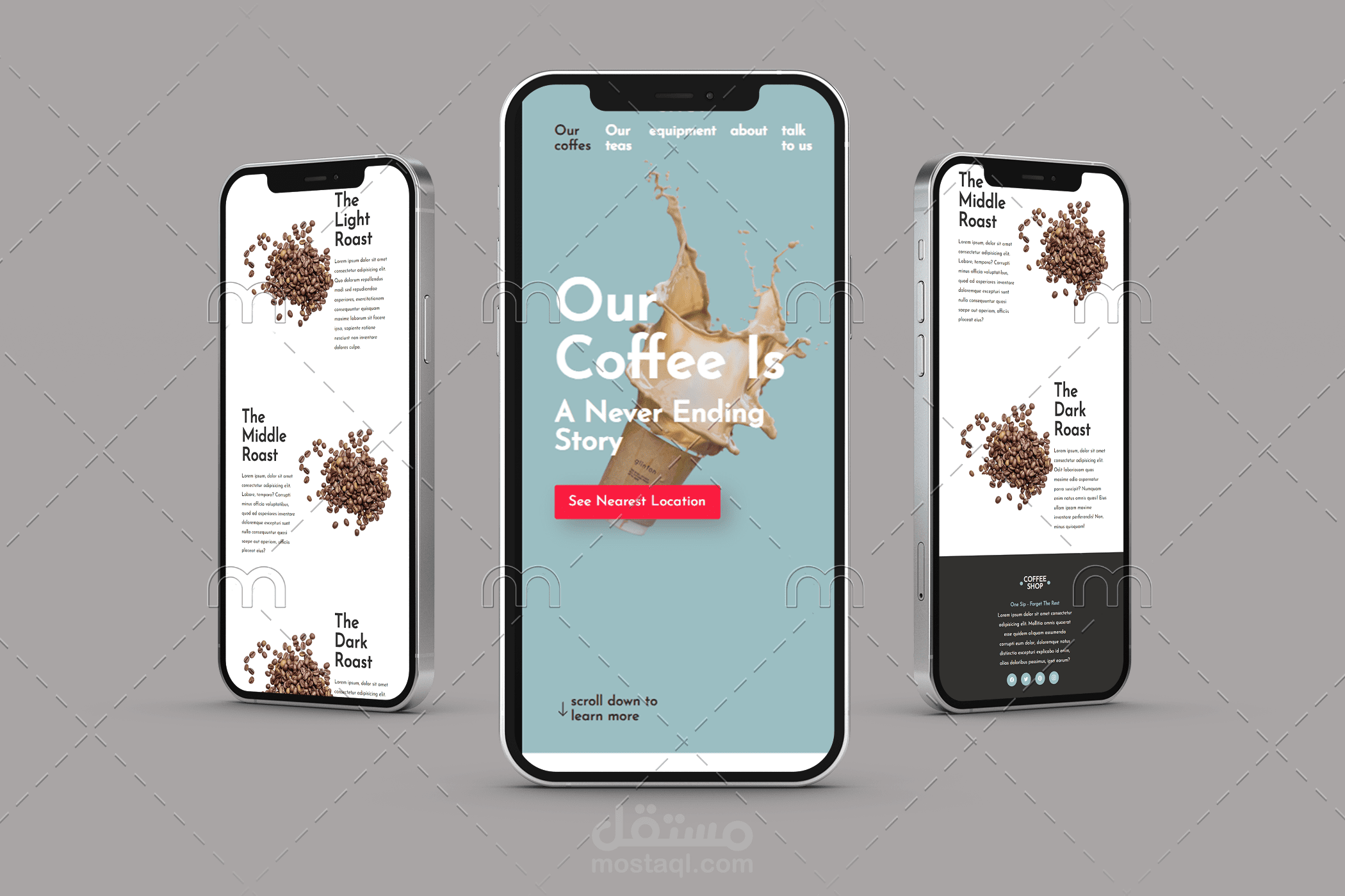 موقع لمتجر بيع القهوة