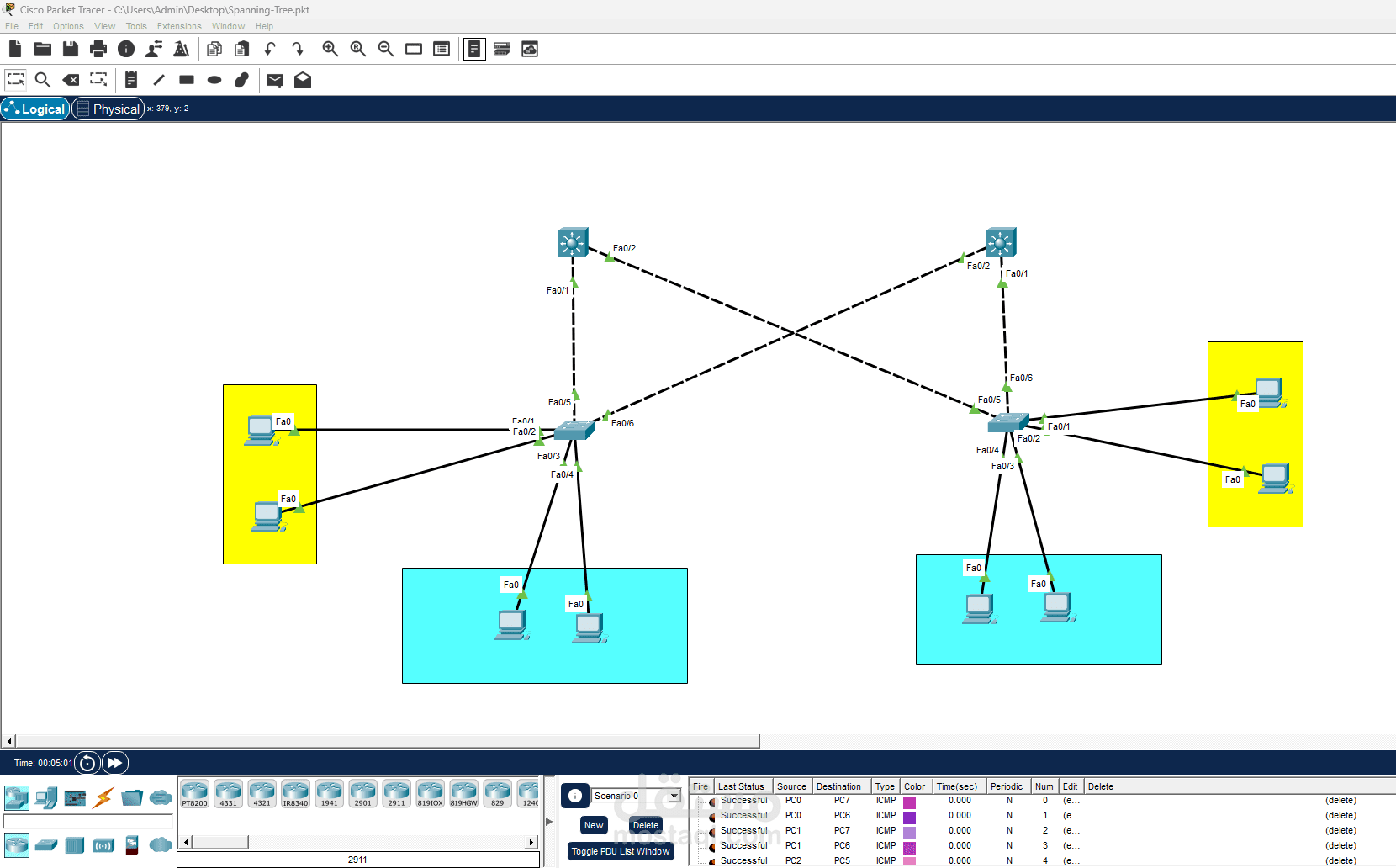 تصميم شبكة Layer 2 مستقرة باستخدام بروتوكول STP
