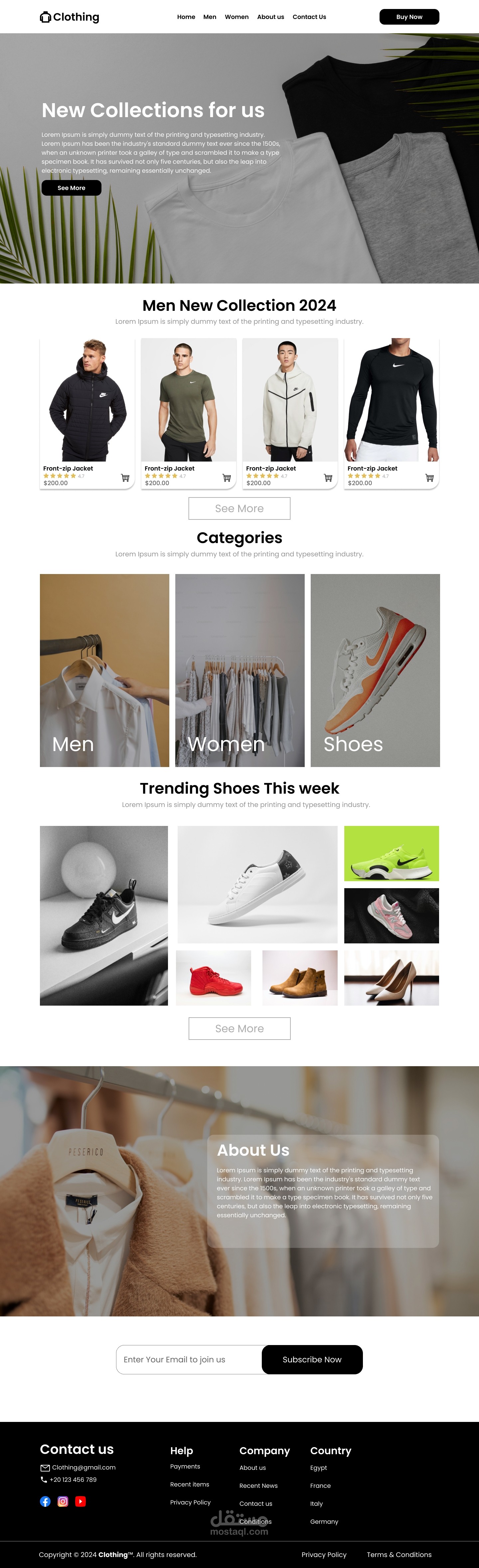 صفحة هبوط متجر شراء ملابس