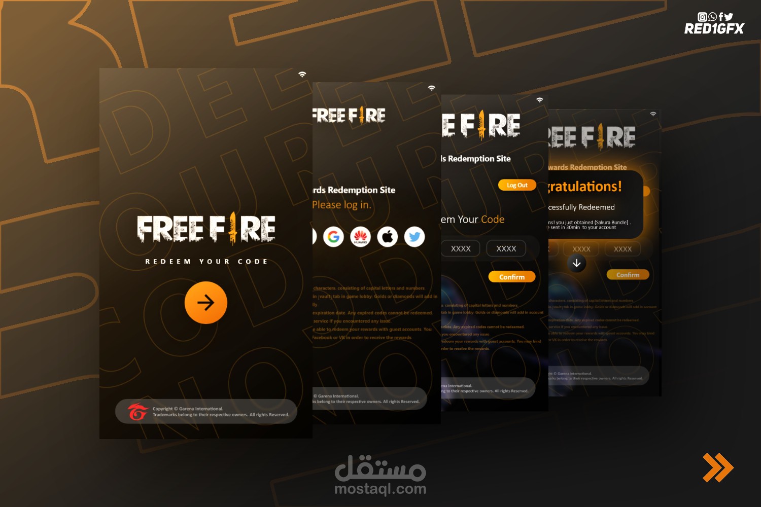 تصميم واجهة موقع Free Fire